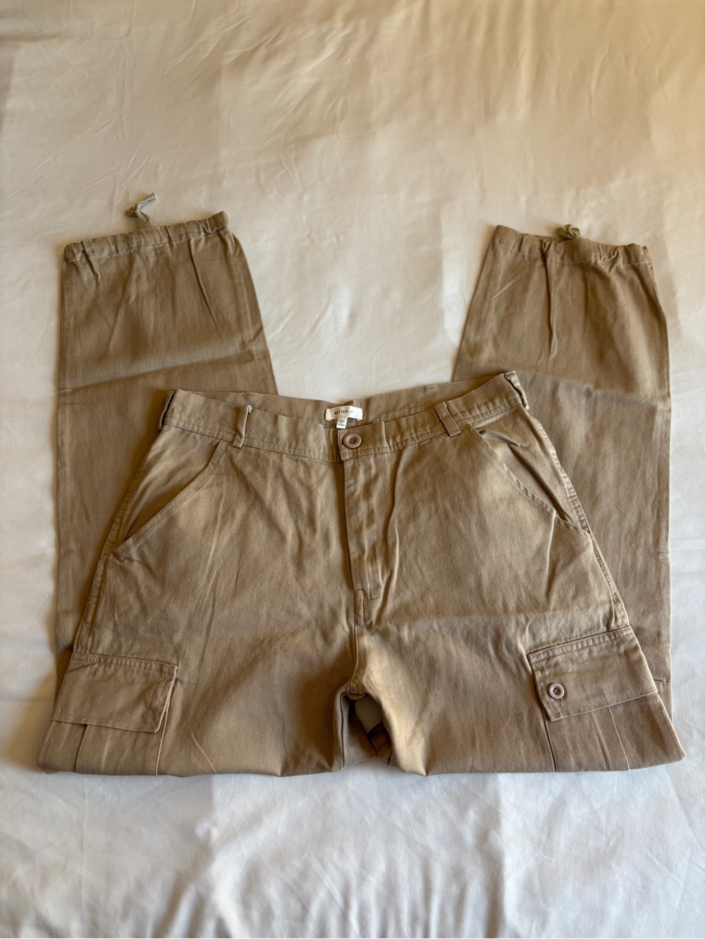 Better Be Tan Multi Pocket High Waisted Cargo Pants Grunge Utility Streetwear